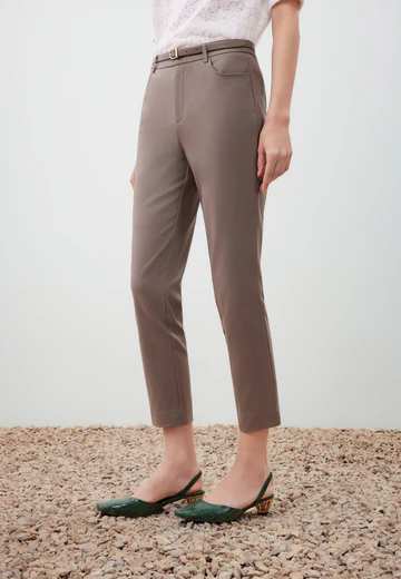 กางเกงขายาวสำหรับผู้หญิง Skinny Shape สี Brown