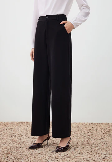 กางเกงขายาวสำหรับผู้หญิง Straight Leg สี Black