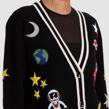 เสื้อคาร์ดิแกนผู้หญิง Bradley Space Staceface สีดำ